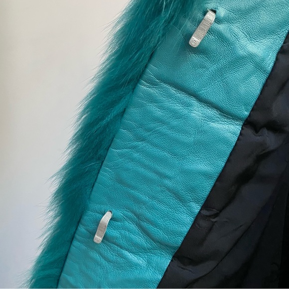 90s VTG ROBERTO CAVALLI Dyed Arctic Fox Fur w/Leather Zipper Detail RUNWAY - Picture 11 of 13